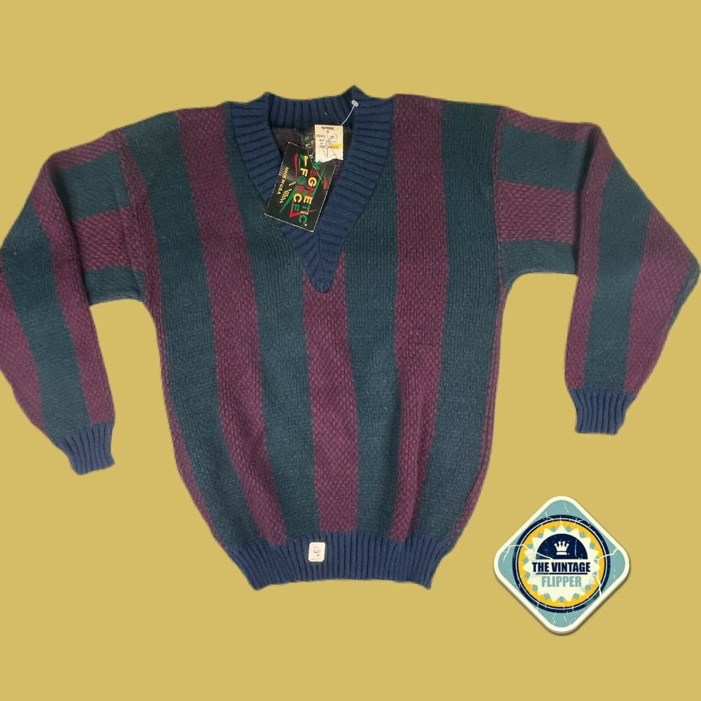 Vintage Mens 80s Magnetic Force Sweater